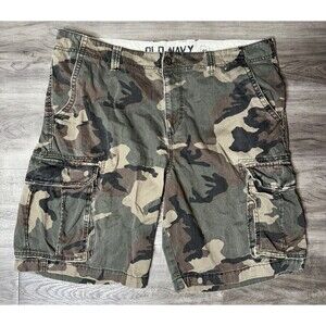 Old Navy Cargo Shorts Men’s 40 Camo Green Utility Pockets Outdoor Military Style